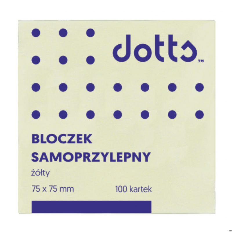 Bloczek samoprzylepny Dotts 75x75 mm żółty 100 kartek