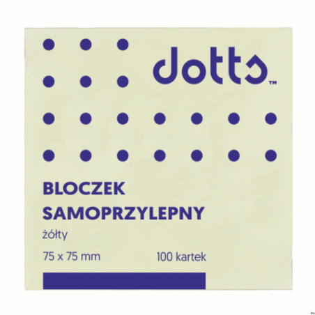 Bloczek samoprzylepny Dotts 75x75 mm żółty 100 kartek