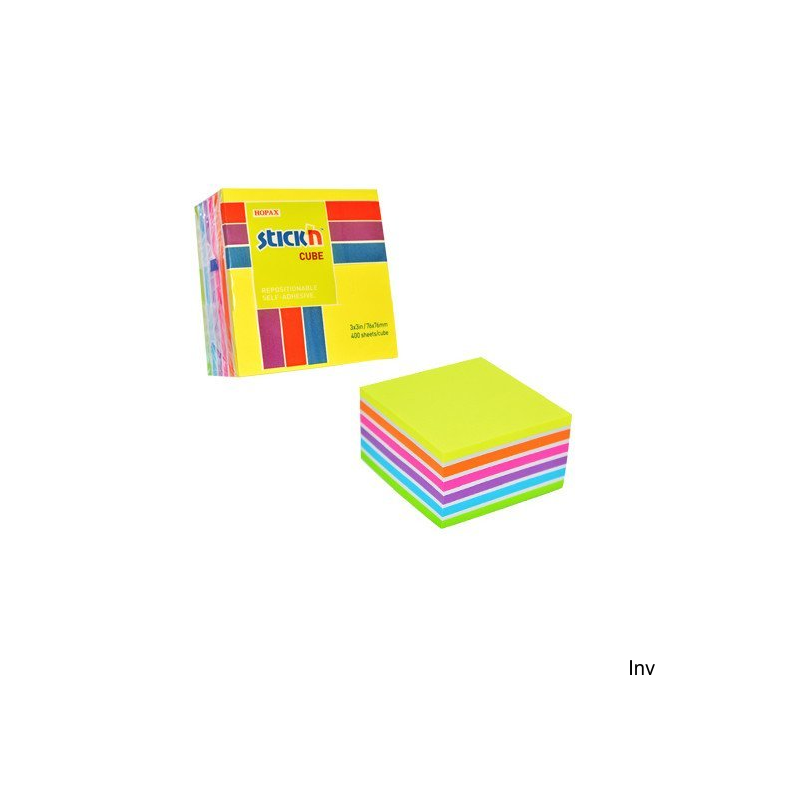 Bloczek samoprzylepny StickN 76x76 mm mix neonowy 400 kartek 6 kolorów