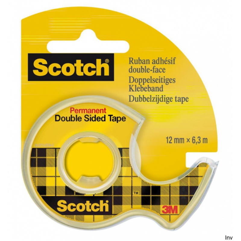 Taśma dwustronna Scotch 3M (136D) z dyspenserem, przezroczysta, 12 mm, 6,3 m