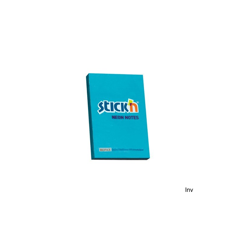 Bloczek samoprzylepny StickN 76x51 mm niebieski neon 100 kartek