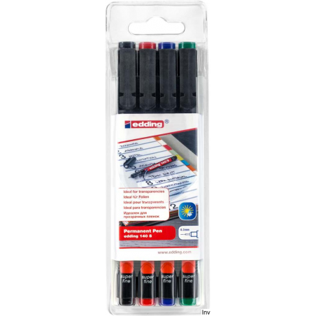 Edding Foliopis 0,3 mm 4 sztuki z okrągłą końcówką do folii prezentacyjnych