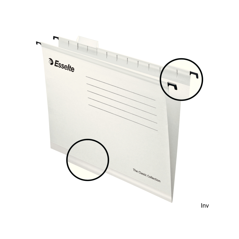 Teczki zawieszane Esselte Classic A4, biały, 25 sztuk, karton 210 gsm