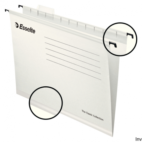 Teczki zawieszane Esselte Classic A4, biały, 25 sztuk, karton 210 gsm