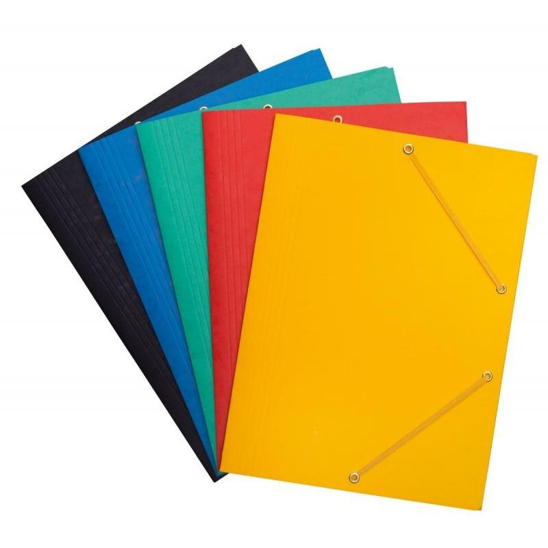 PAKIET Teczka z gumką OFFICE PRODUCTS, preszpan, A4, 390gsm, 3-skrz., mix kolorów