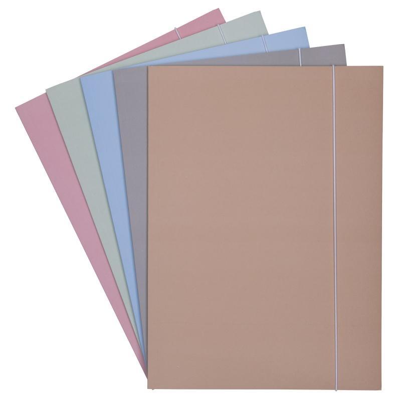 PAKIET Teczka z gumką OFFICE PRODUCTS, Pastel soft touch, karton/lakier, A4, 320gsm, 3-skrz., mix kolorów