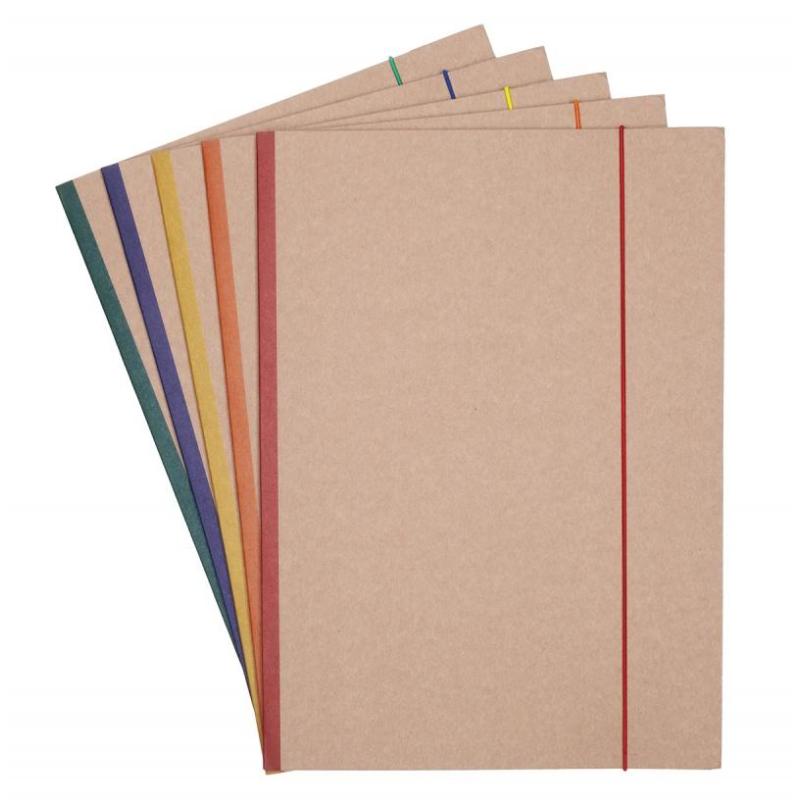 PAKIET Teczka z gumką OFFICE PRODUCTS Eco Kraft, karton, A4, 300 gsm, 3-skrz., mix kolorów