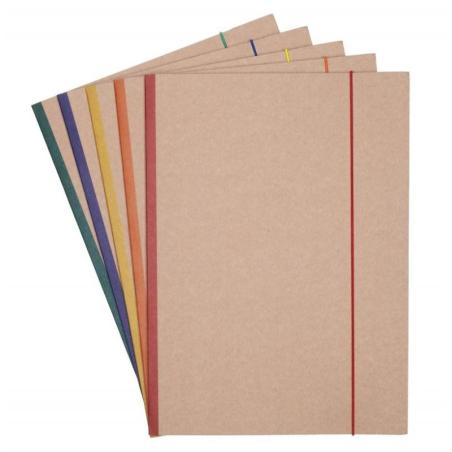 PAKIET Teczka z gumką OFFICE PRODUCTS Eco Kraft, karton, A4, 300 gsm, 3-skrz., mix kolorów