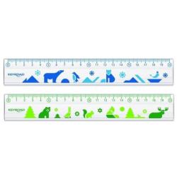 Linijka plastikowa KEYROAD, 20cm, transparentna z nadrukiem deco, zawieszka