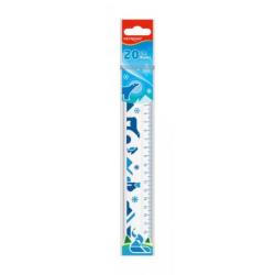 Linijka plastikowa KEYROAD, 20cm, transparentna z nadrukiem deco, zawieszka
