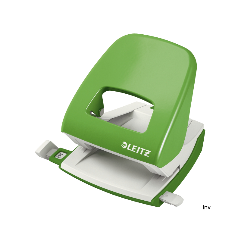 Dziurkacz Leitz 5008 jasnozielony metalowy do 30 kartek 80 gsm z ergonomicznym uchwytem