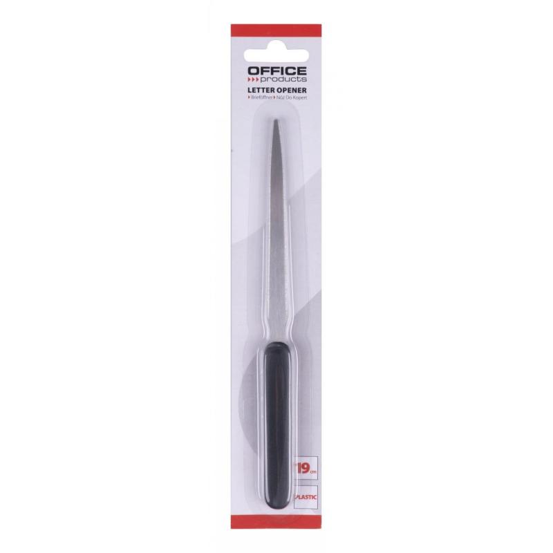 Nóż do kopert OFFICE PRODUCTS, 19cm, plastikowa rączka, blister, czarny