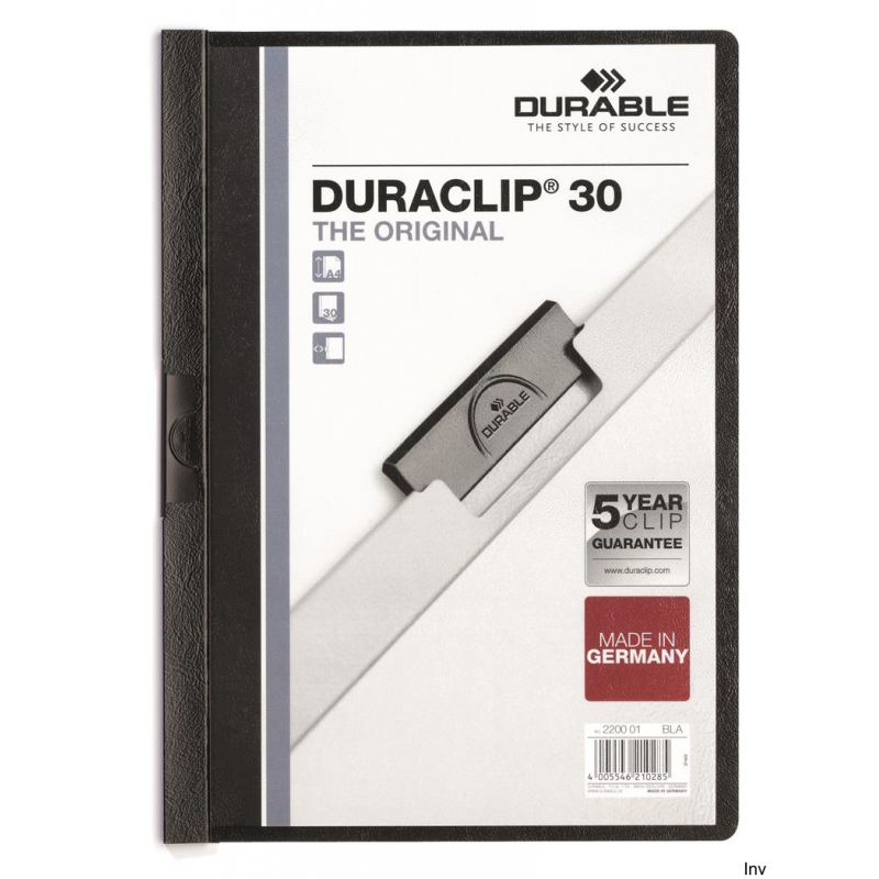 Skoroszyt zaciskowy Durable Duraclip Original 30 czarny 2200-01 do 30 kartek