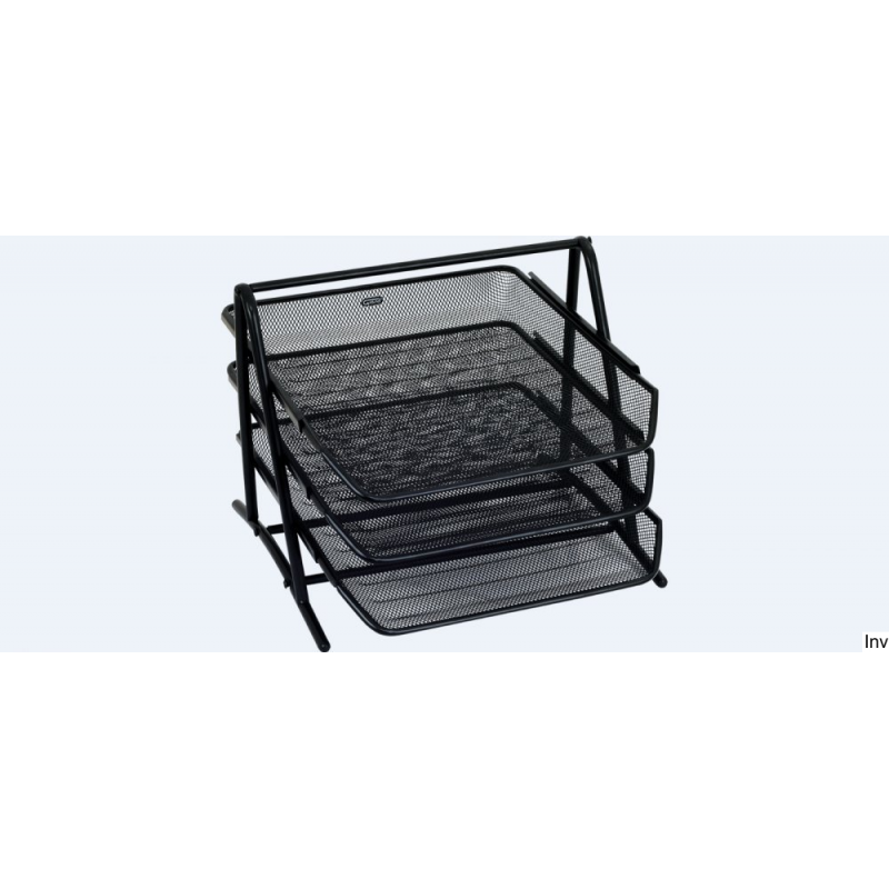 Stojak na dokumenty Grand GR-069S czarny metalowy z 3 półkami