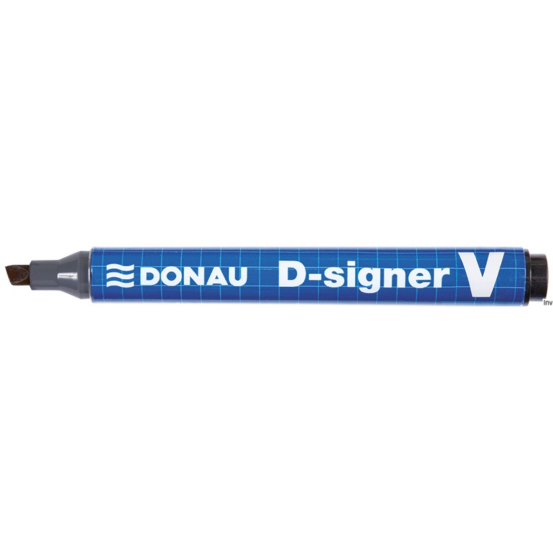 Marker permanentny Donau D-SIGNER V, niebieski, ścięta końcówka 4 mm, wodoodporny, długość linii 150 m