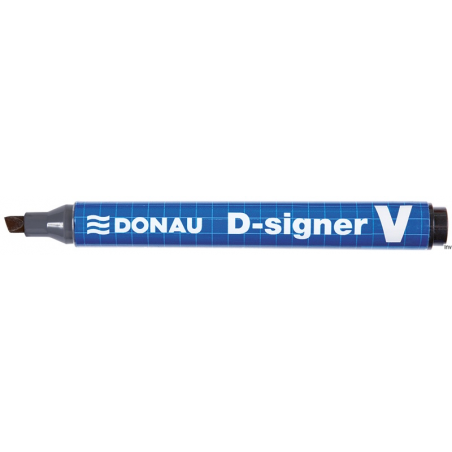 Marker permanentny Donau D-SIGNER V, niebieski, ścięta końcówka 4 mm, wodoodporny, długość linii 150 m