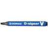 Marker permanentny Donau D-SIGNER V, niebieski, ścięta końcówka 4 mm, wodoodporny, długość linii 150 m