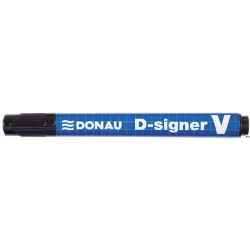 Marker permanentny Donau D-SIGNER V, niebieski, ścięta końcówka 4 mm, wodoodporny, długość linii 150 m