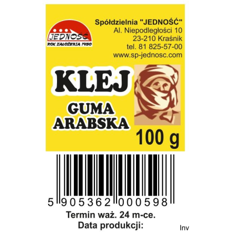 Klej guma arabska 100g butelka plastikowa Jedność