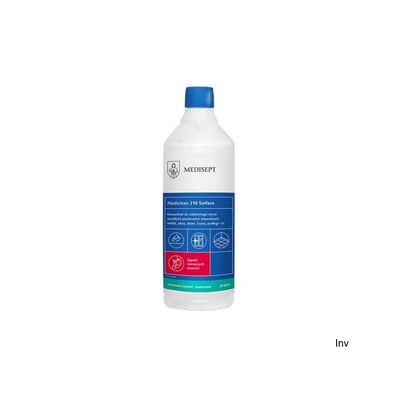 Medisept MEDICLEAN 210 Surface koncentrat do mycia powierzchni wodoodpornych 1l czerwone owoce