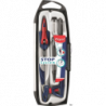 Cyrkiel Maped STOP SYSTEM 5 elementów z etui, grafit, uchwyt na ołówek, zapasowy grafit, temperówka, ołówek 0,5 mm