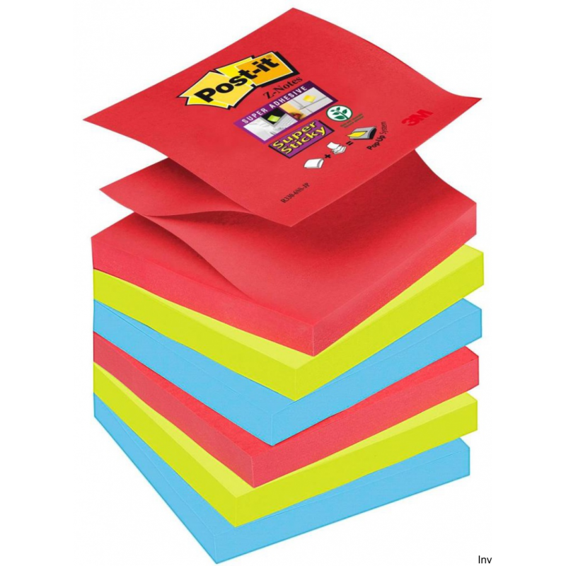 Post-It 3M Bloczek samoprzylepny Z-Notes 76x76mm, 6x90 kart, paleta Bora Bora