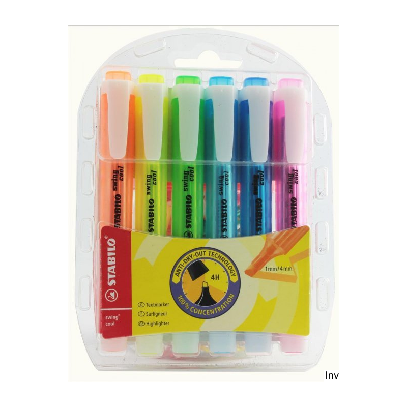 Zakreślacz Stabilo SWING COOL zestaw 6 sztuk w etui fluorescencyjny