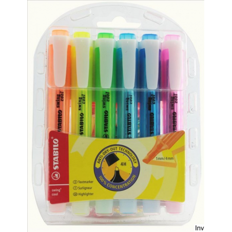 Zakreślacz Stabilo SWING COOL zestaw 6 sztuk w etui fluorescencyjny