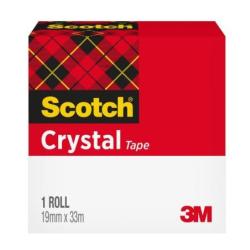 Taśma samoprzylepna SCOTCH Crystal Clear (600), w pudełku 19mmx33m, transparentna