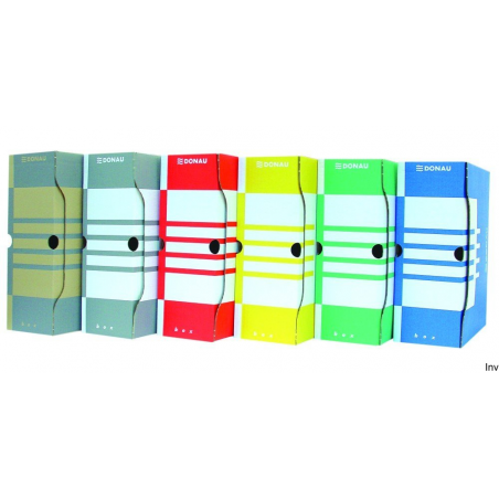 Pudło archiwalne 12 cm A4 żółte Donau, trójwarstwowa tektura, pojemność 1200 kartek, składane, nowoczesny design