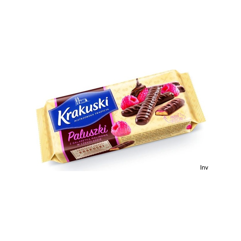 Krakuski paluszki z galaretką malinową w czekoladzie 144g