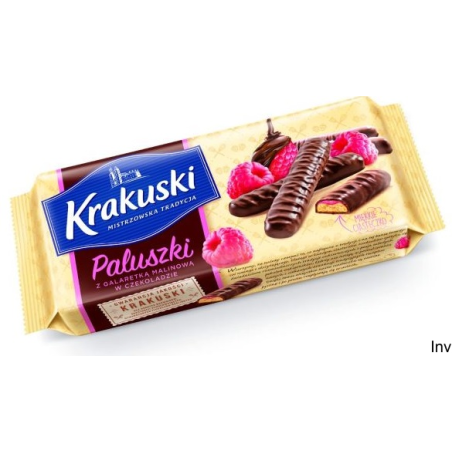 Krakuski paluszki z galaretką malinową w czekoladzie 144g