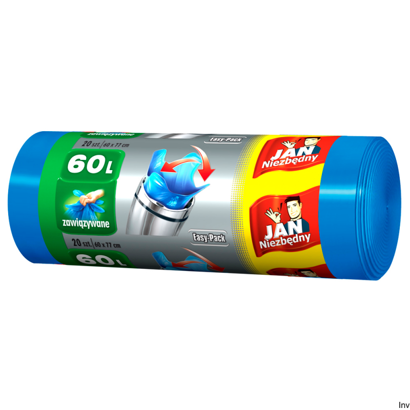 JAN NIEZBĘDNY Worki HD Easy-pack niebieskie wiązane 60l 20 szt. 32348 - 1