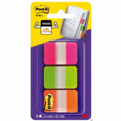Zakładki indeksujące Post-It 3M, 38x25 mm, PP, silne, mix kolorów, 3x22 sztuki