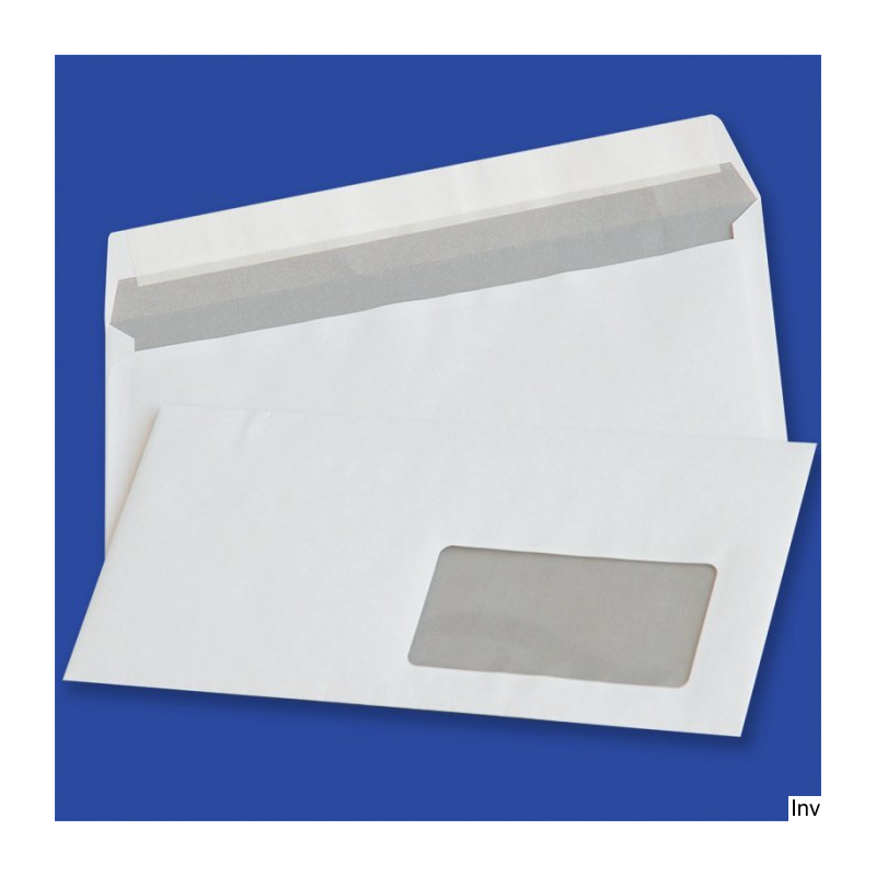 Koperty samoklejące DL białe 80g z paskiem okno prawe 45x90mm opakowanie 1000 sztuk NC Koperty