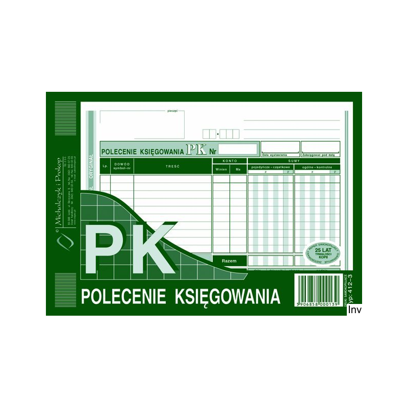 412-3 Polecenie księgowania A5(o+k) MICHALCZYK&PROKOP 80 kartek