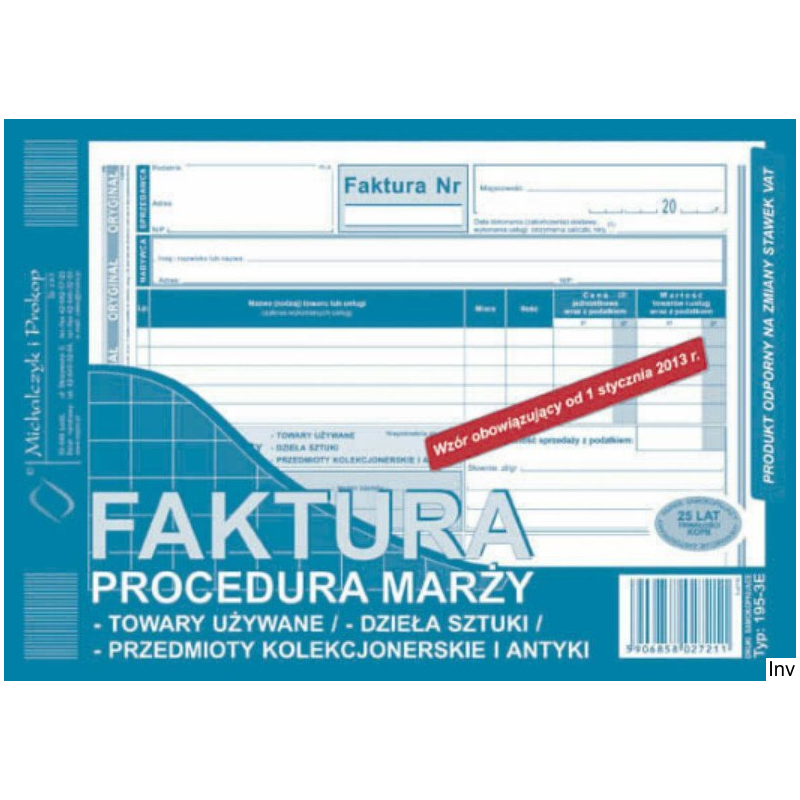 Faktura procedura marży towary używane A5 80 kartek Michalczyk i Prokop