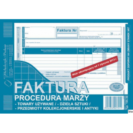 Faktura procedura marży towary używane A5 80 kartek Michalczyk i Prokop