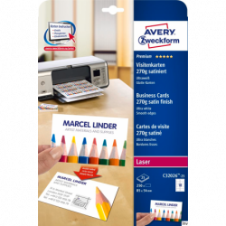 Wizytówki Avery Zweckform C32026-25 85x54 mm 250 sztuk satynowane śnieżnobiałe 270 g