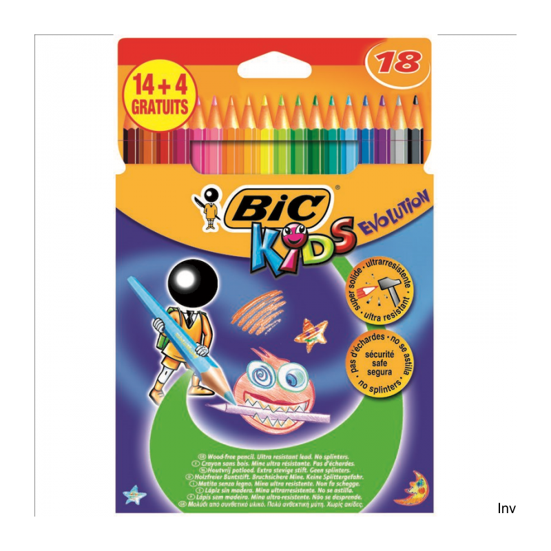 Kredki ołówkowe BIC Kids Evolution ECOlutions 14 sztuk z materiałów z odzysku, nietoksyczne, odporne na złamania