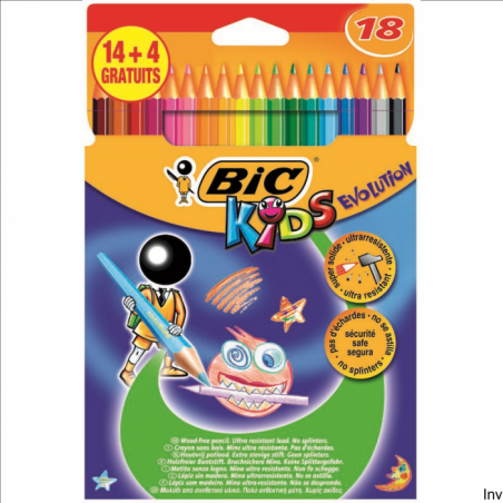 Kredki ołówkowe BIC Kids Evolution ECOlutions 14 sztuk z materiałów z odzysku, nietoksyczne, odporne na złamania
