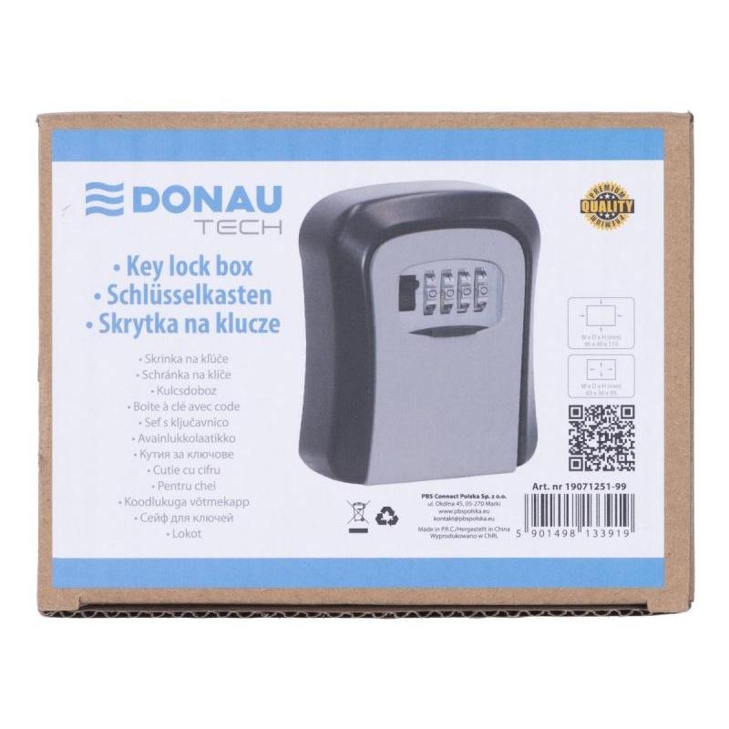 Skrytka na klucze DONAU TECH, 115x95x40 mm, czarno-srebrna