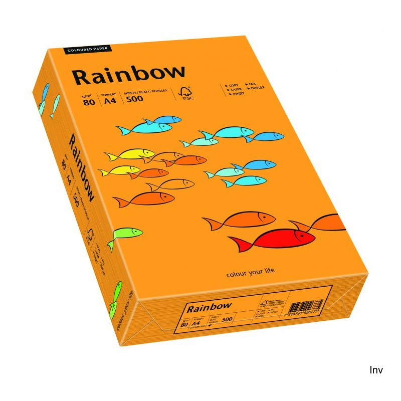 Papier kolorowy Rainbow pomarańczowy A4 80 g 1 ryza