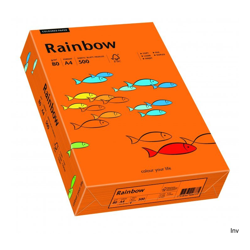 Papier ksero kolorowy Rainbow ciemnopomarańczowy A4 80 g/m 500 arkuszy
