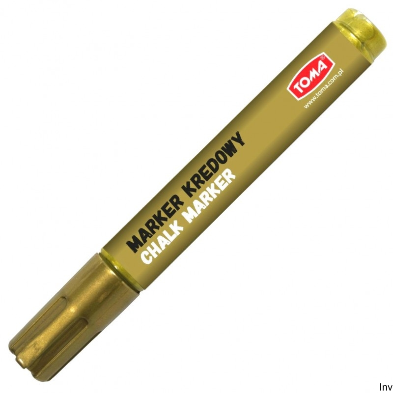 Marker kredowy złoty Toma, końcówka ścięta 15 mm, 25 g, do tablic i powierzchni plastikowych, zmywalny wodą