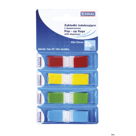 Zakładki indeksujące Biella 4x35 sztuk 12x45 mm folia PP mix kolorów