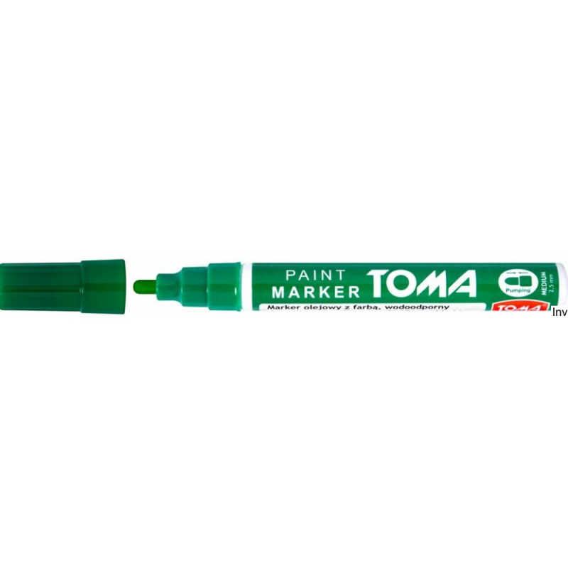 Marker olejowy zielony 2,5 mm Toma TO-440, fibrowa końcówka, wodoodporny tusz, 10 ml