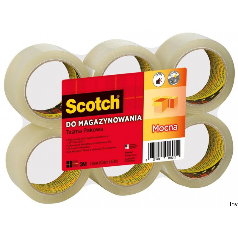 Taśma pakowa Scotch 3M akrylowa cicha 50mm 66m transparentna do magazynowania w różnych temperaturach