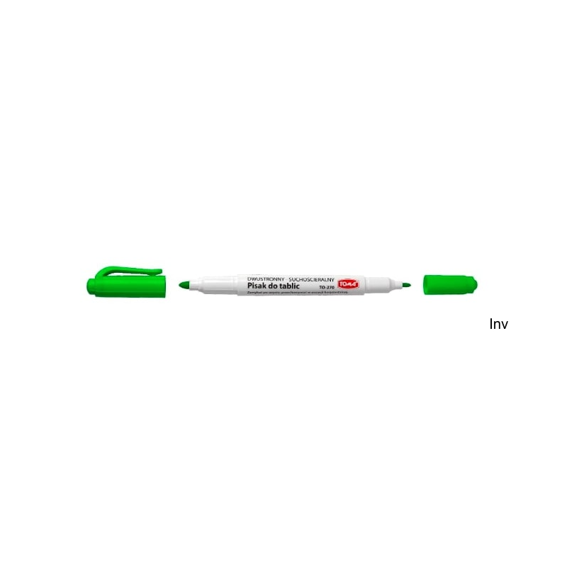 Pisaki 2-stronne do białych tablic Toma, końcówki 0,5 i 0,8 mm, zielony TO-270