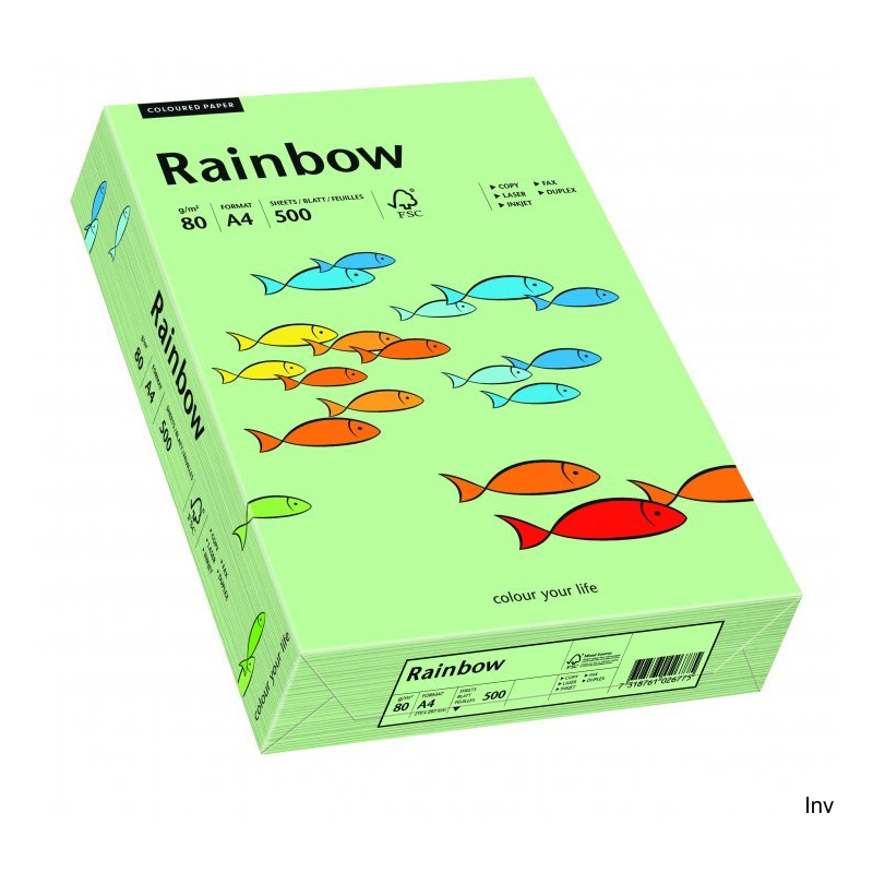 Papier kolorowy Rainbow A4 80 g przygaszona zieleń 75, bezdrzewny do wydruków i zaproszeń